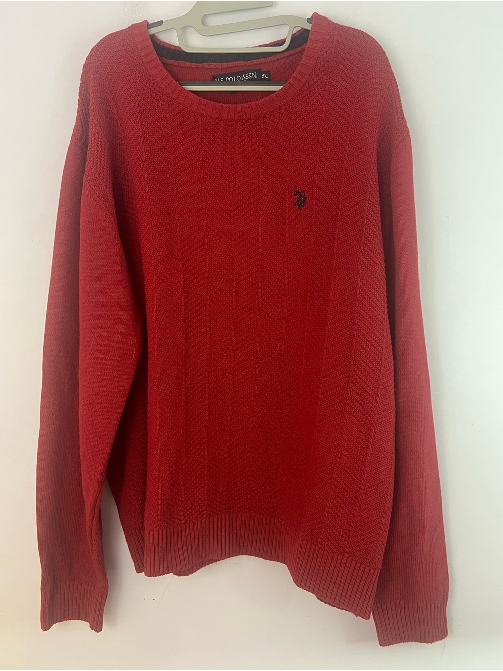U.S. Polo Assn. Men’s XXL Brick Red Cotton Blend Textured Knit Sweater